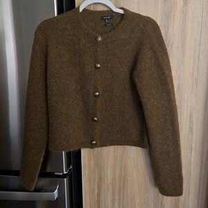 Massimo Dutti Olive Button-Up Cardigan size Small